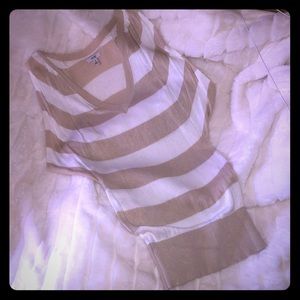 Cache tan white stripe light sweater